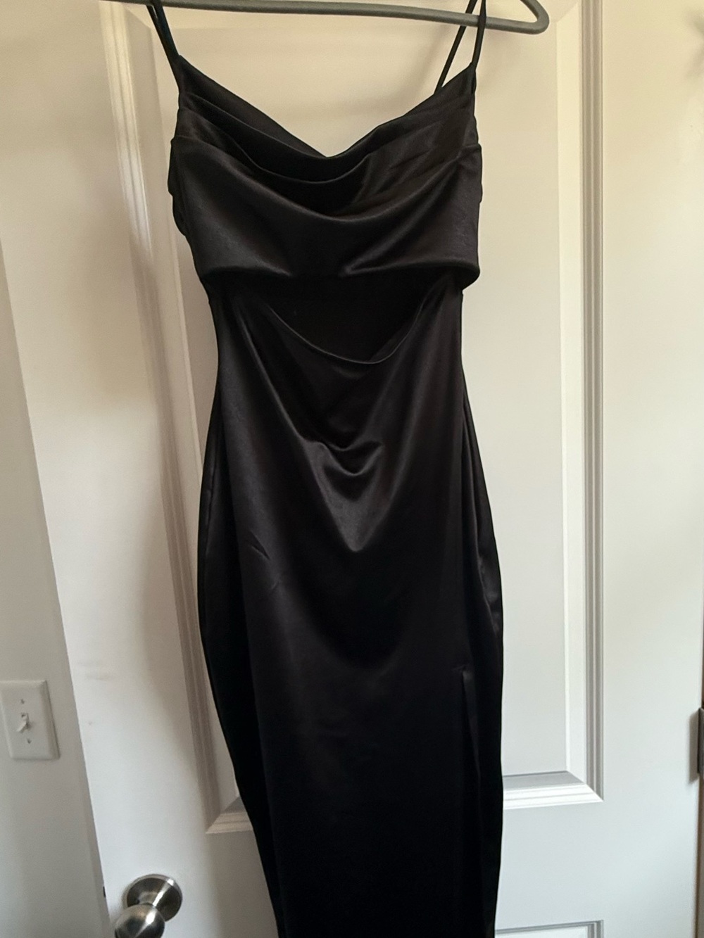 Windsor Satin Cowl Neck Slip Dress - Black